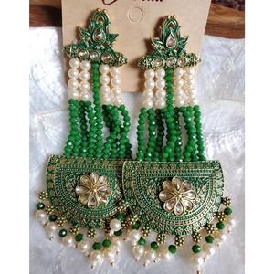 Long indian chandelier style meenakari earrings